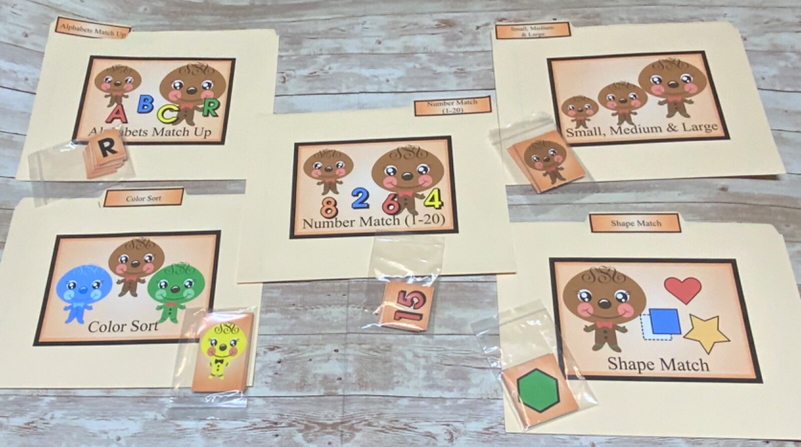 DIY- Gingerbread Man – 5 File Folder Set – Activity Set – Uncut