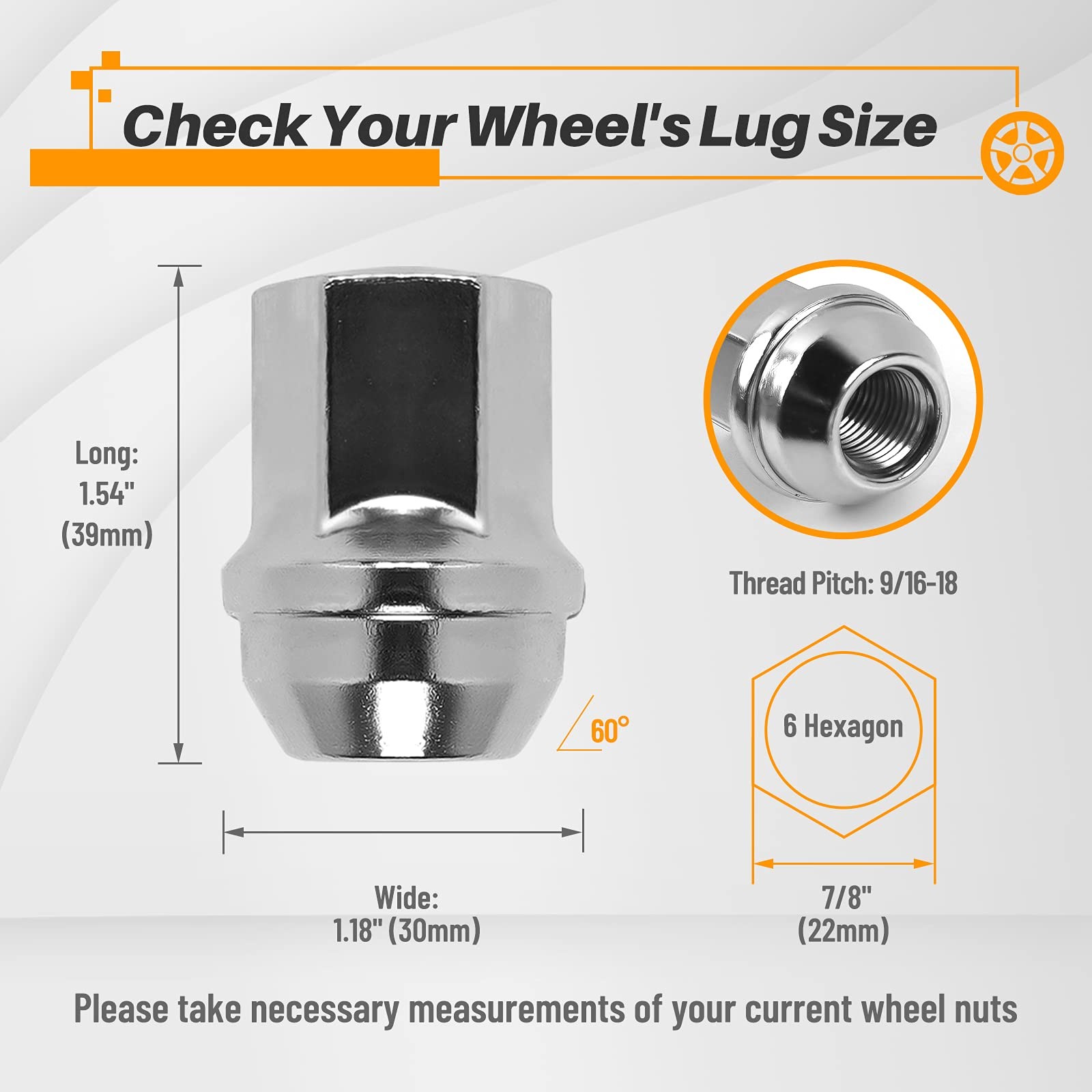 MIKKUPPA 20pk 9/16″-18 Silver Lug Nuts Ram 1500