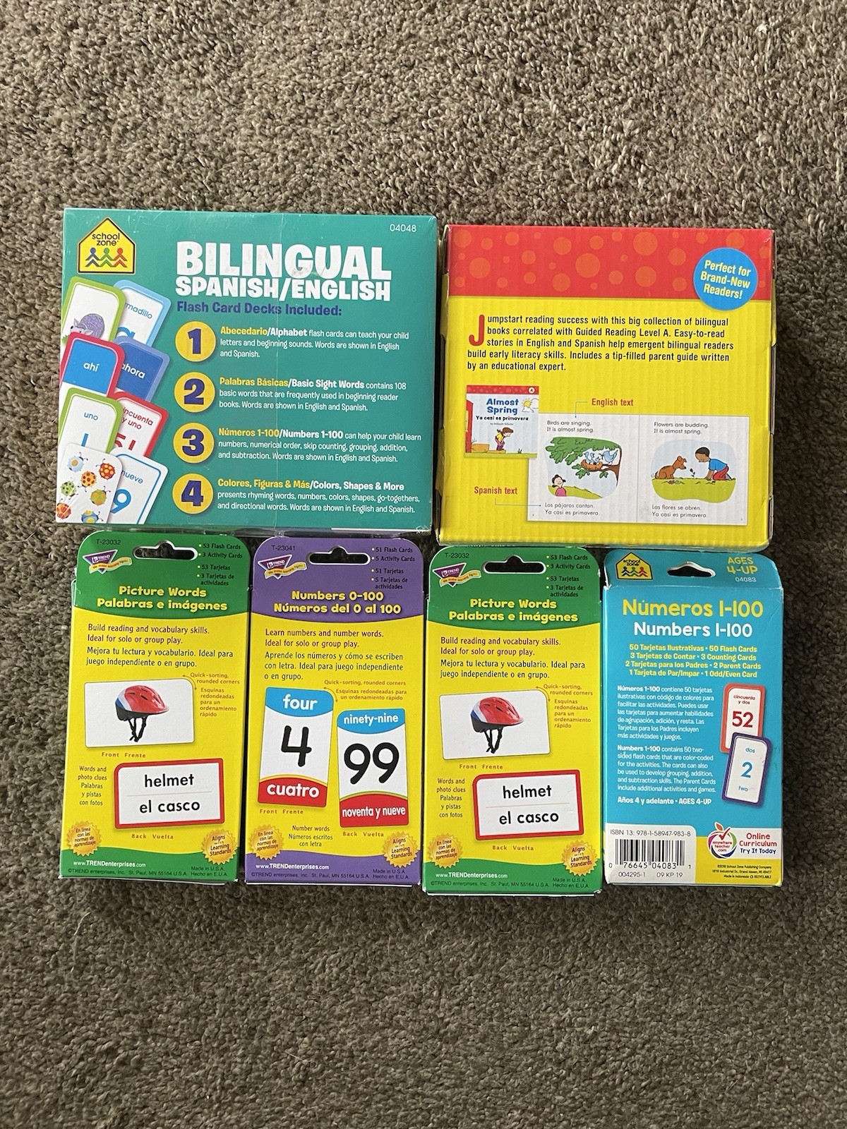 School Zone Scholastic Bilingual Numbers Picture Books & Cards Homeschool *NEW*