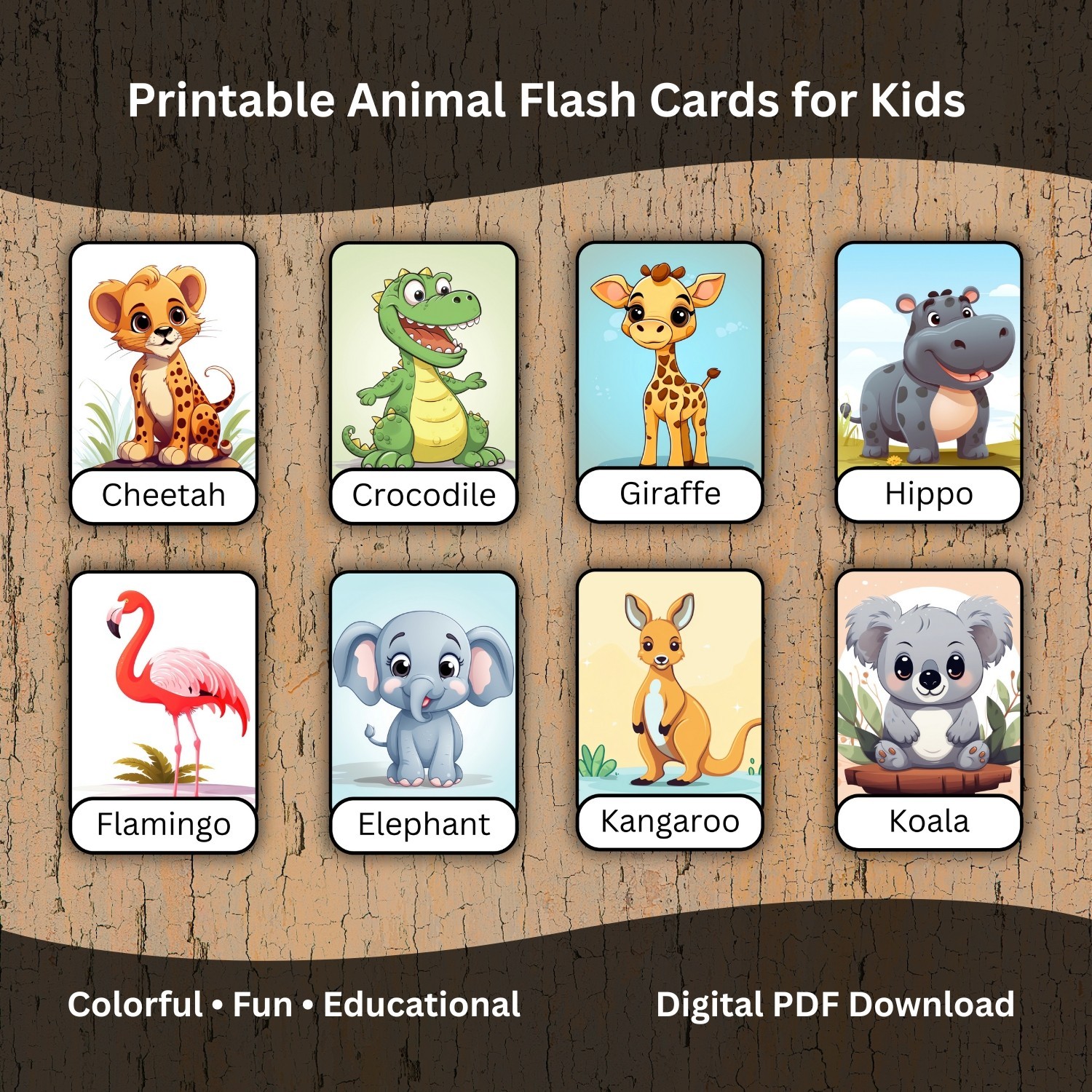 Printable Animal Flash Cards for Kids – Preschool Learning Cards
