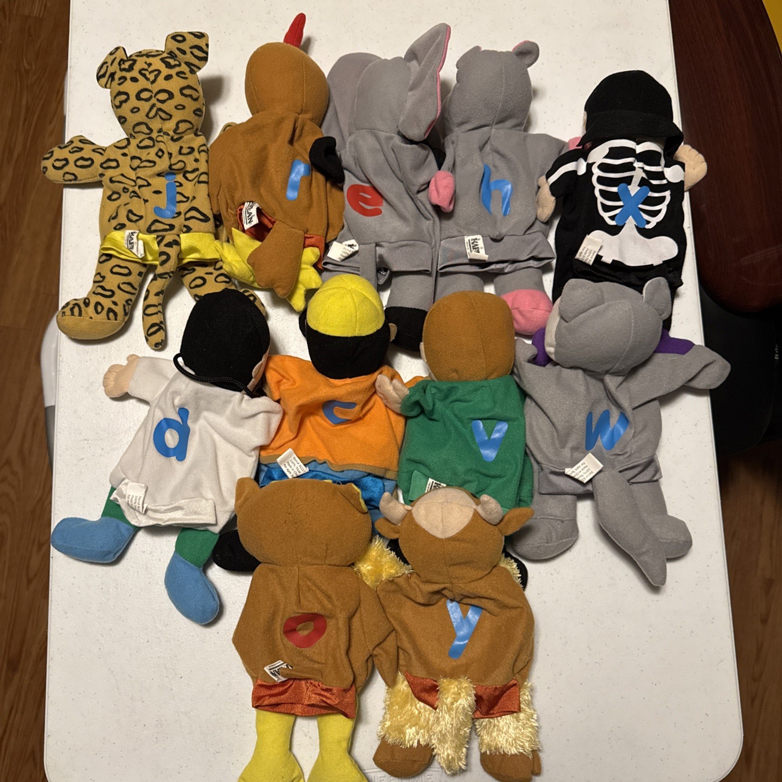 Lot of 11 Kaplan Early Learning Letter Alphabet Animal Job Plush Hand Puppets