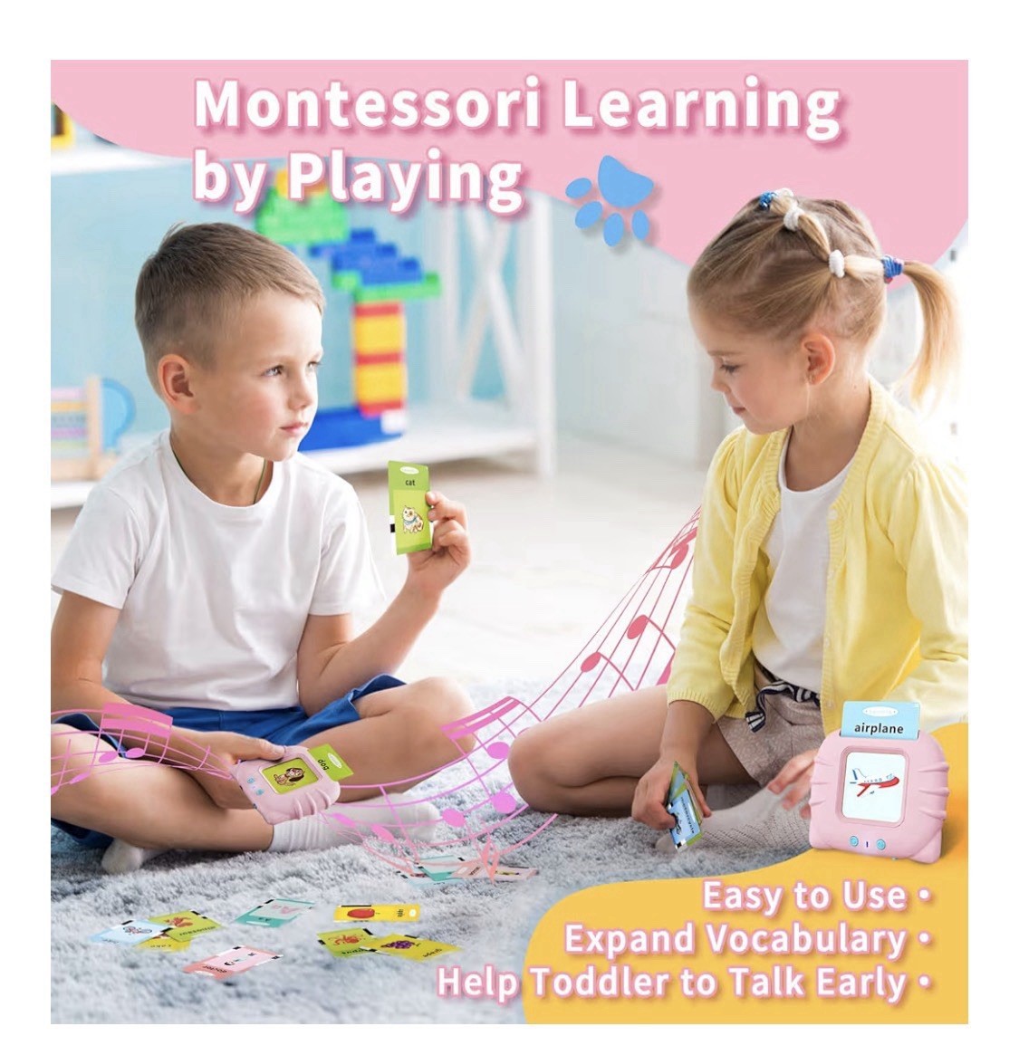 Montessori Mission Talking Flash Cards Toddler Toy for 3 4 5 6 Year Old