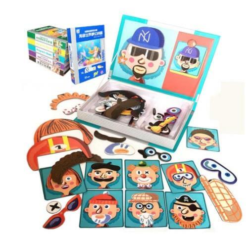 Kids Puzzle Mix & Match Magnetic Book Character Series Figures Face Toy Set A11