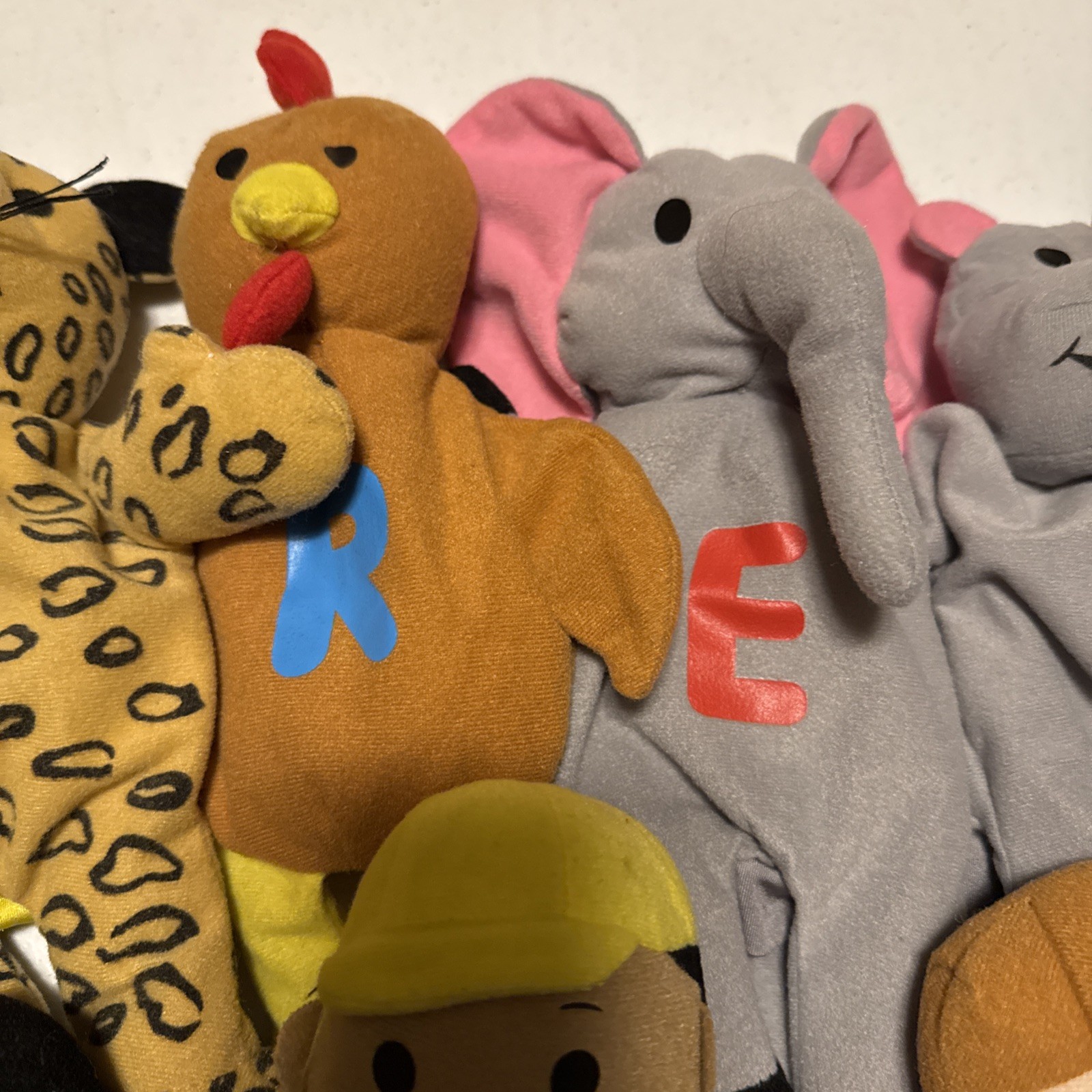 Lot of 11 Kaplan Early Learning Letter Alphabet Animal Job Plush Hand Puppets