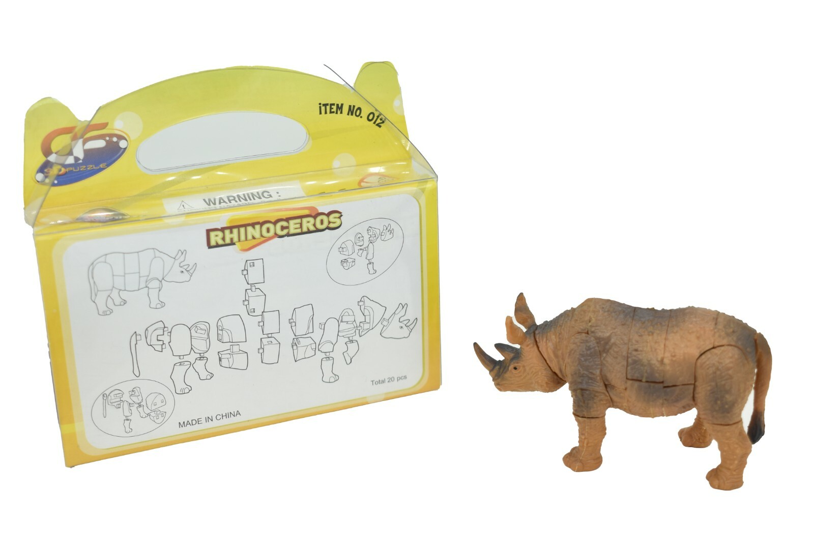 Rhino, Rhinoceros 3D Interlocking Puzzle Plastic Replica 3″ – F3029 B331