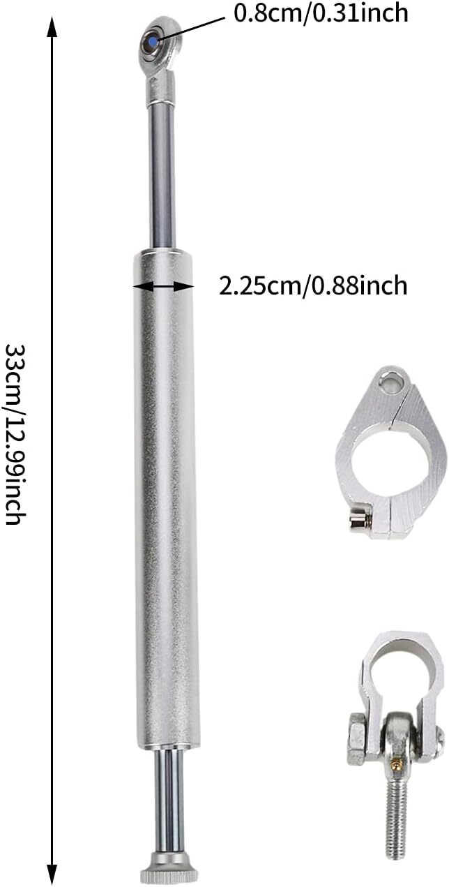 Universal Motorcycle Steering Damper Stabilizer, 13″ Aluminum Adjustable