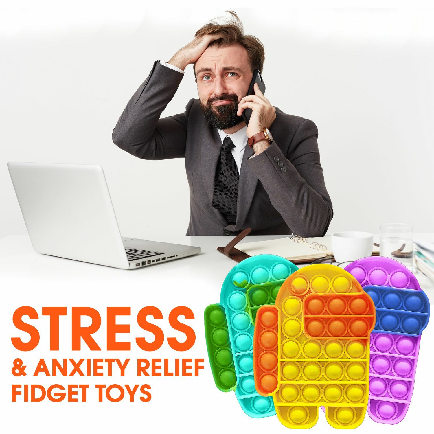 AMONG US PUSH POP SILICONE SENSORY FIDGET TOY ANTI-ANXIETY STRESS BUBBLE IT GAME
