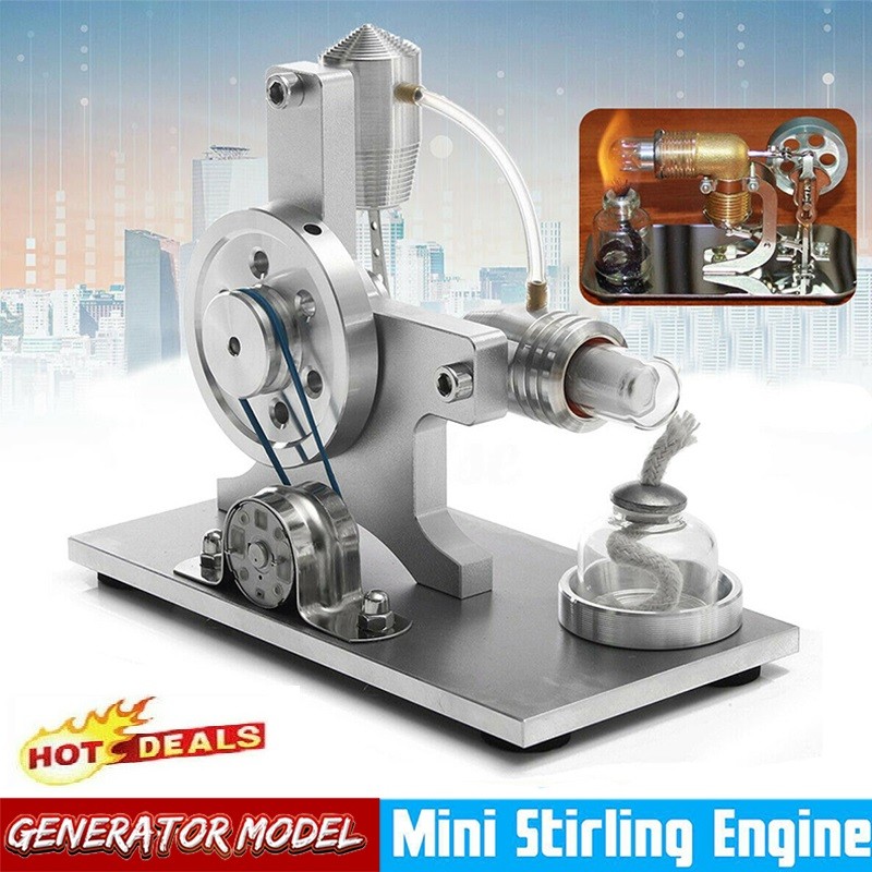 Silver Air Stirling Engine Motor Model Educational Steam Power School Physics k