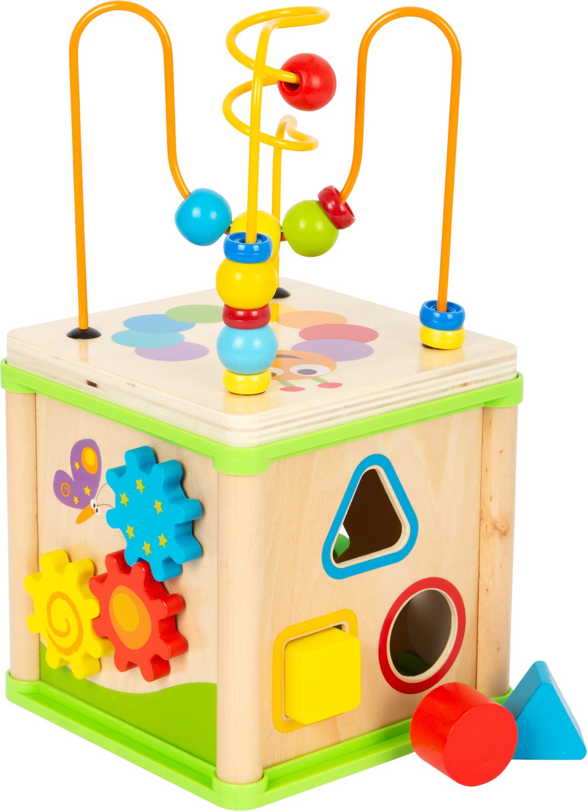 small foot 10074 Motoric cube pretty bugs, incl. form games, learning clock, gea