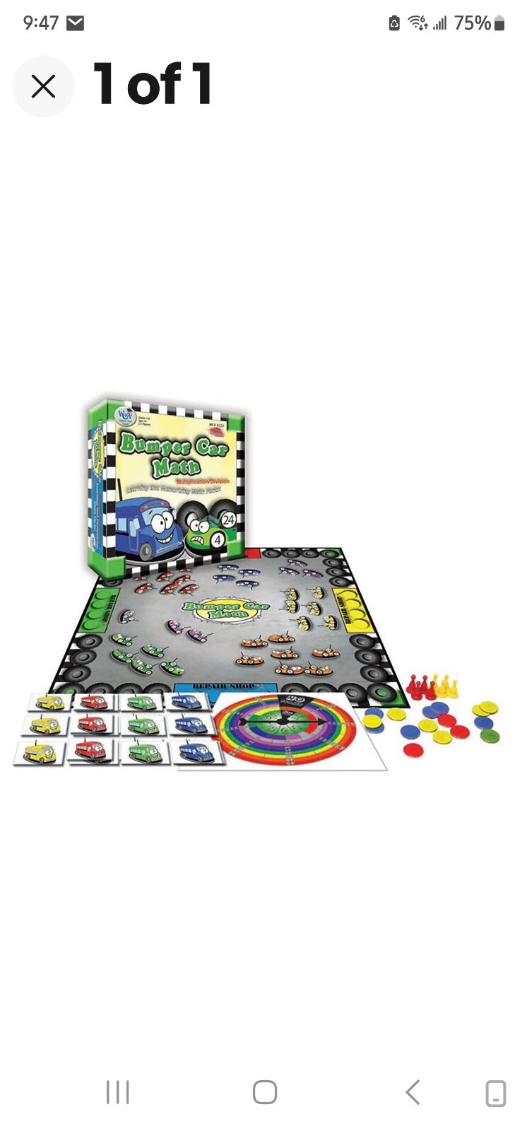 Wiebe Carlson Bumper Car Math Game Multiplication Division Grades 3 – 12 WCA4223