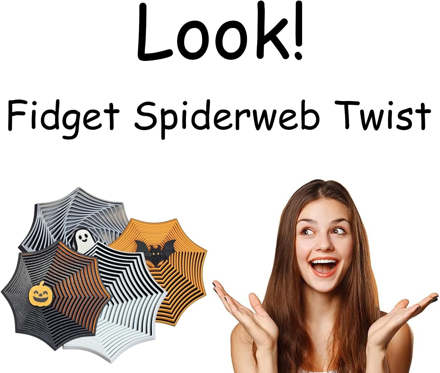 Stress-Relieving Visual Bat-Engraved Fun Safe-To-Use Spider Web Twist Fidget Toy