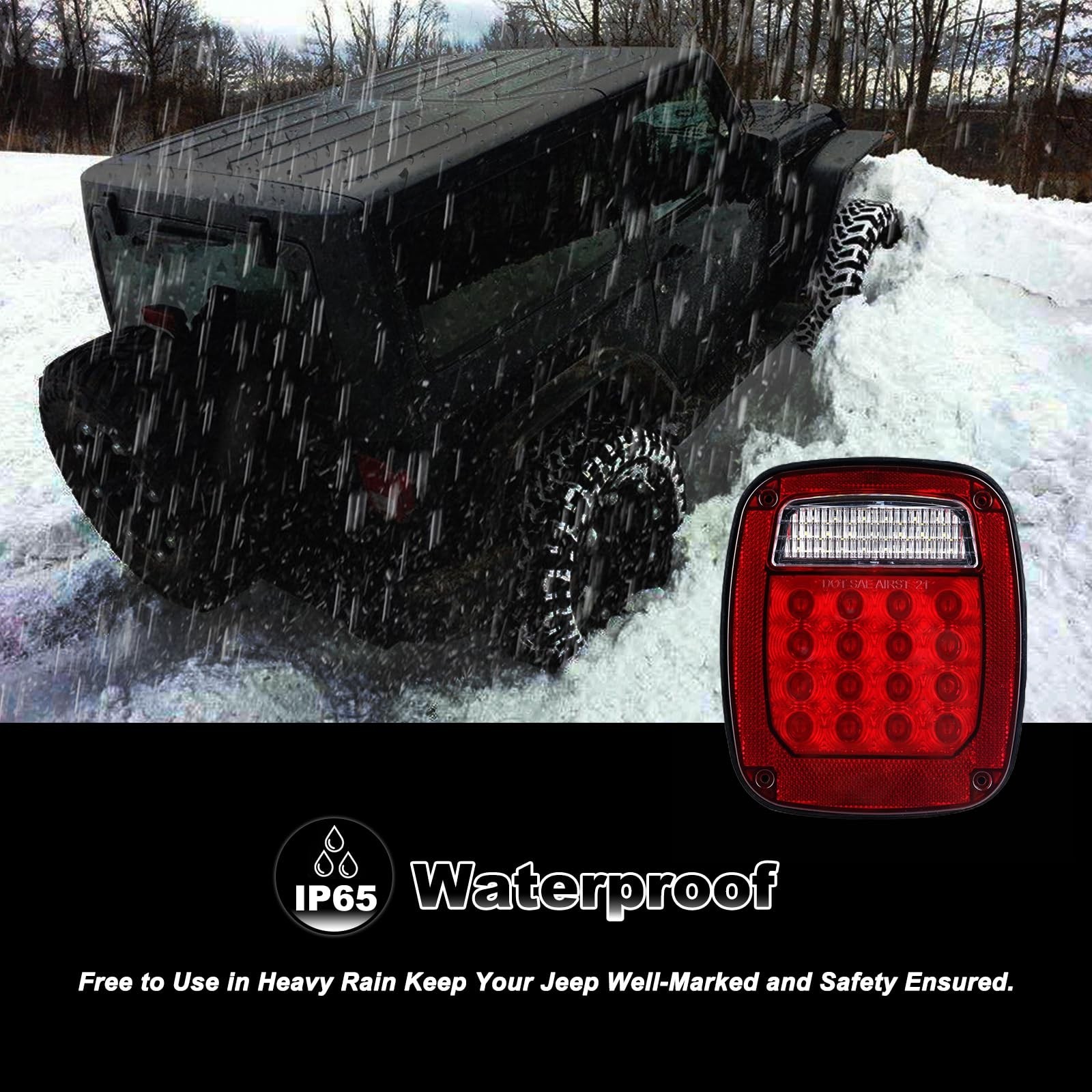 Tail Lights Assembly Replacement for 1979-2006 Wrangler TJ YJ CJ5 CJ7 Red Squ…