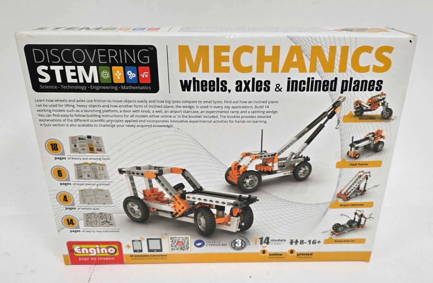 Engino Discovering STEM Mechanics Wheels Axles Inclined Planes 14 Models Sealed