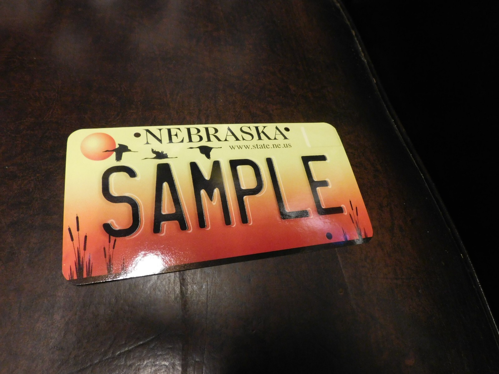 Flash Card Miniature Glossy Paper License Plate 2001 Series Sample Nebraska