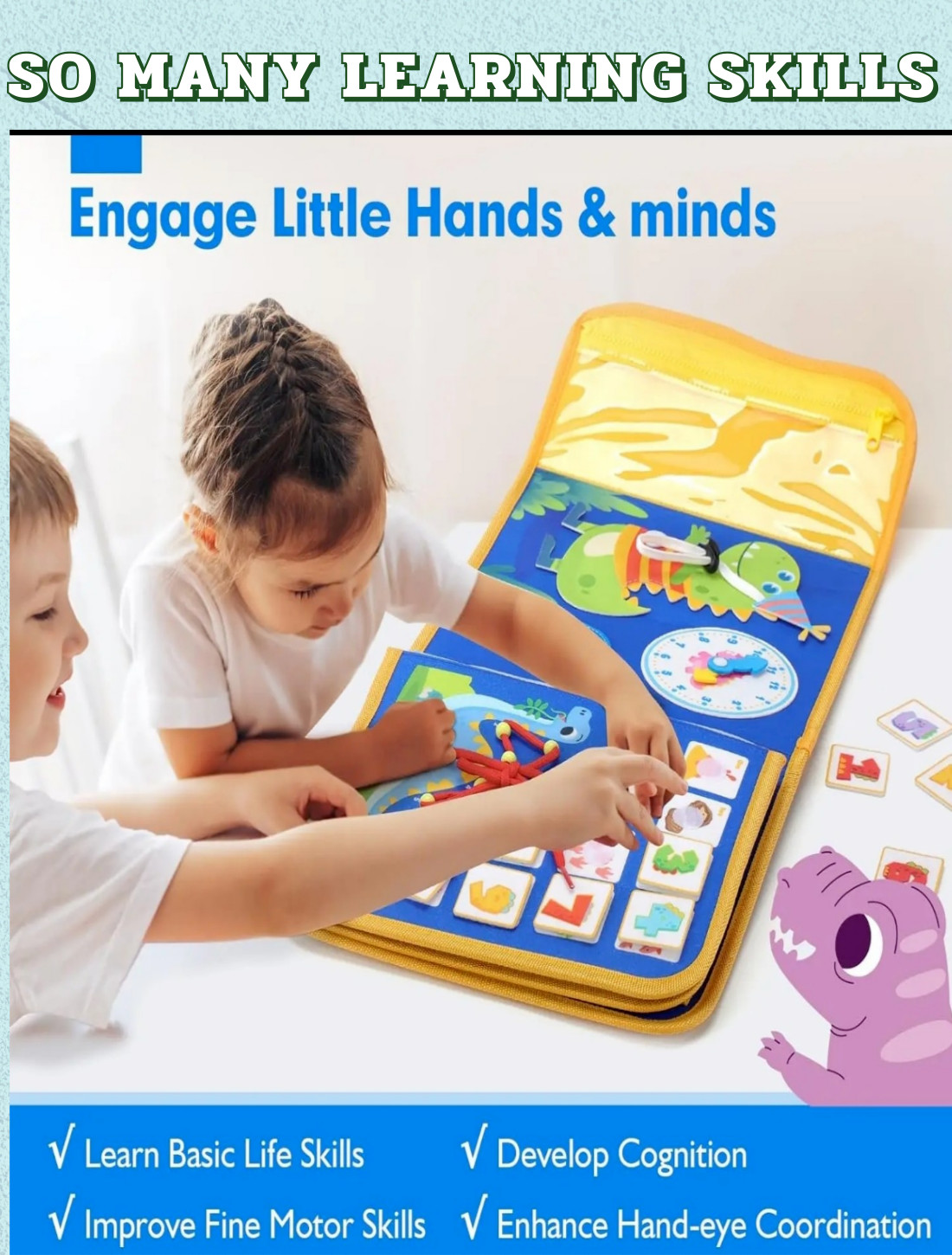 Busy Board Backpack Intelligence Learning Toy Travel Essential Montessori