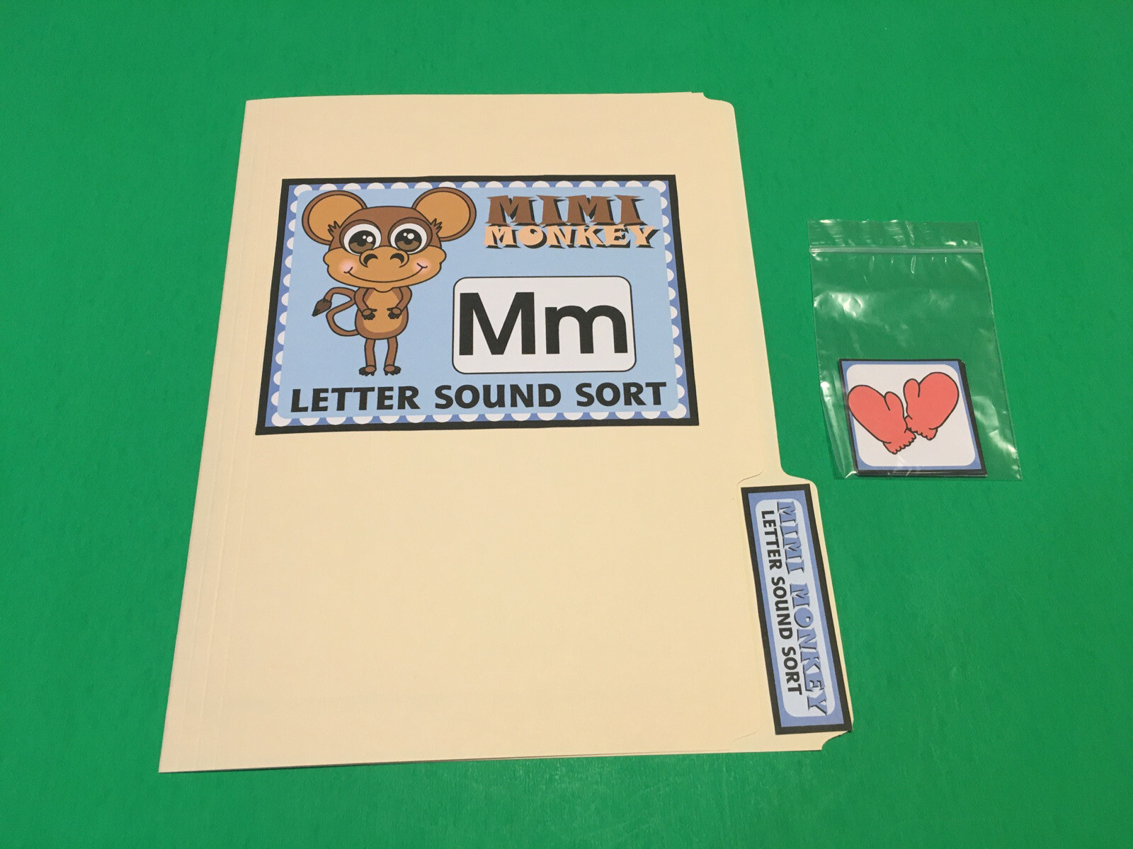 Mimi Monkey – Letter Mm – DIY File Folder game – Printed / Uncut