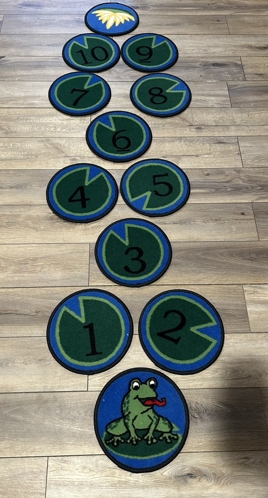 Carpet Circles Frog Lilly Pad 1-10 Numbers Hopscotch Preschool 12”