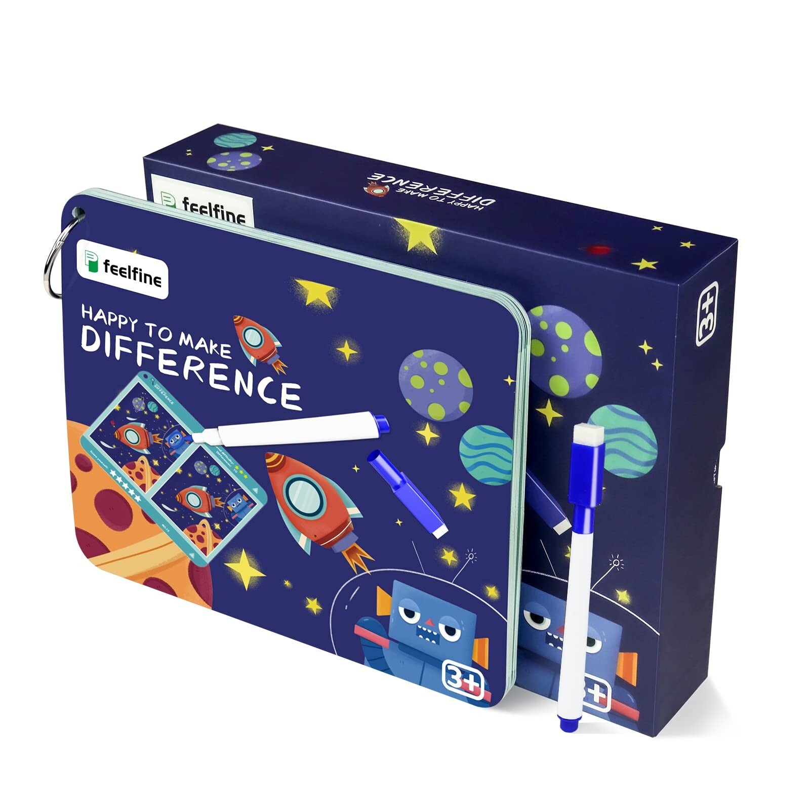 Spot the Difference Activity Book w/ Water Based Erasable Pen 30 Question Cards