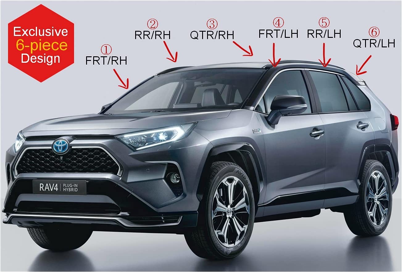 AUTOCLOVER Tape-On Rain Guards Window Visors 6 Pcs Set for Toyota Rav4 2019 2020