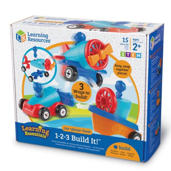 Learning Resources 1-2-3 Build It Car Plane Boat Early Construction Set Toy