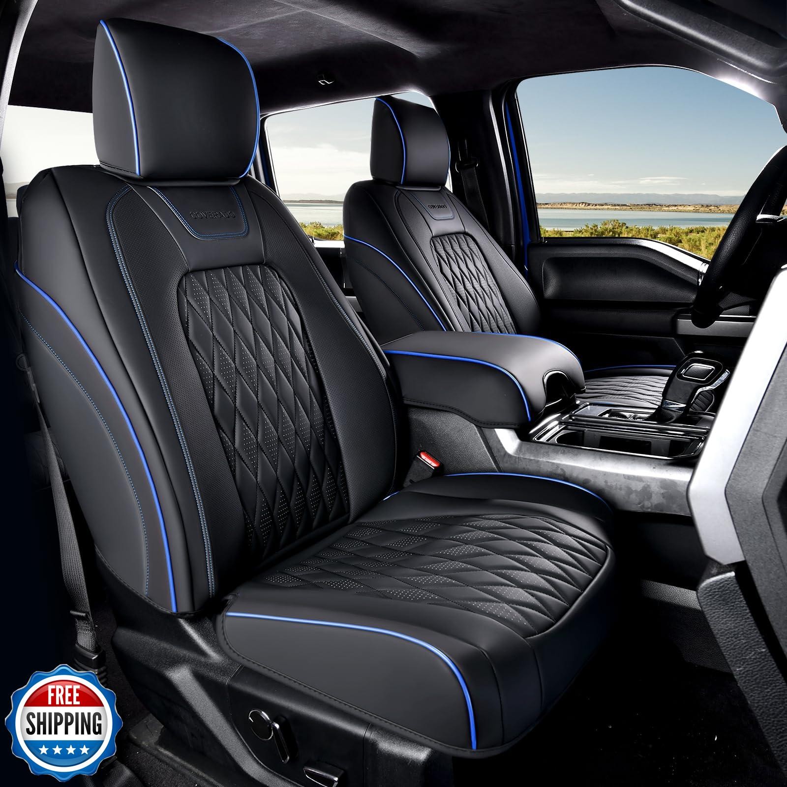 Coverado Leather Seat Cover, Custom Fit for Ford F150 Seat Covers, Ford F150
