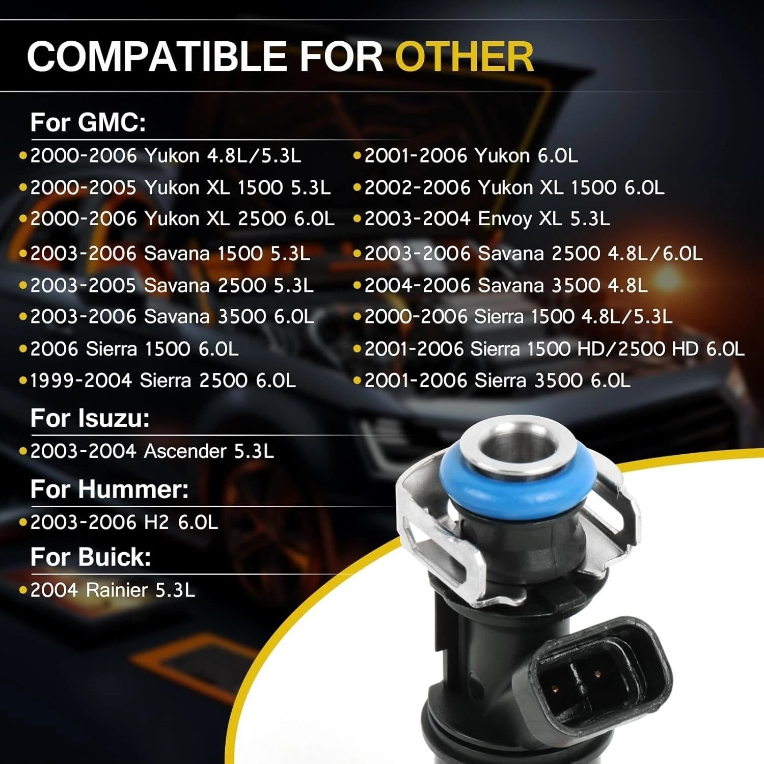 4.8 5.3 6.0 Fuel Injector 4 Holes 8Pcs, Compatible with 1999-2006 Chevrolet Silv