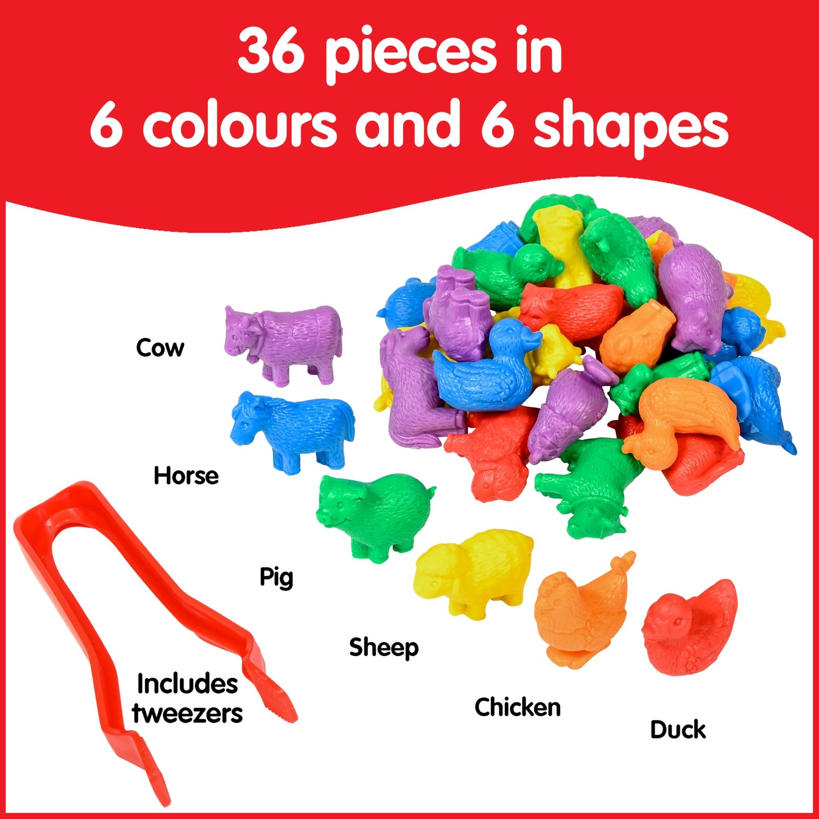 edxeducation – 13204 Farm Animal Counters – Mini Jar Set of 36 – Learn Counti…