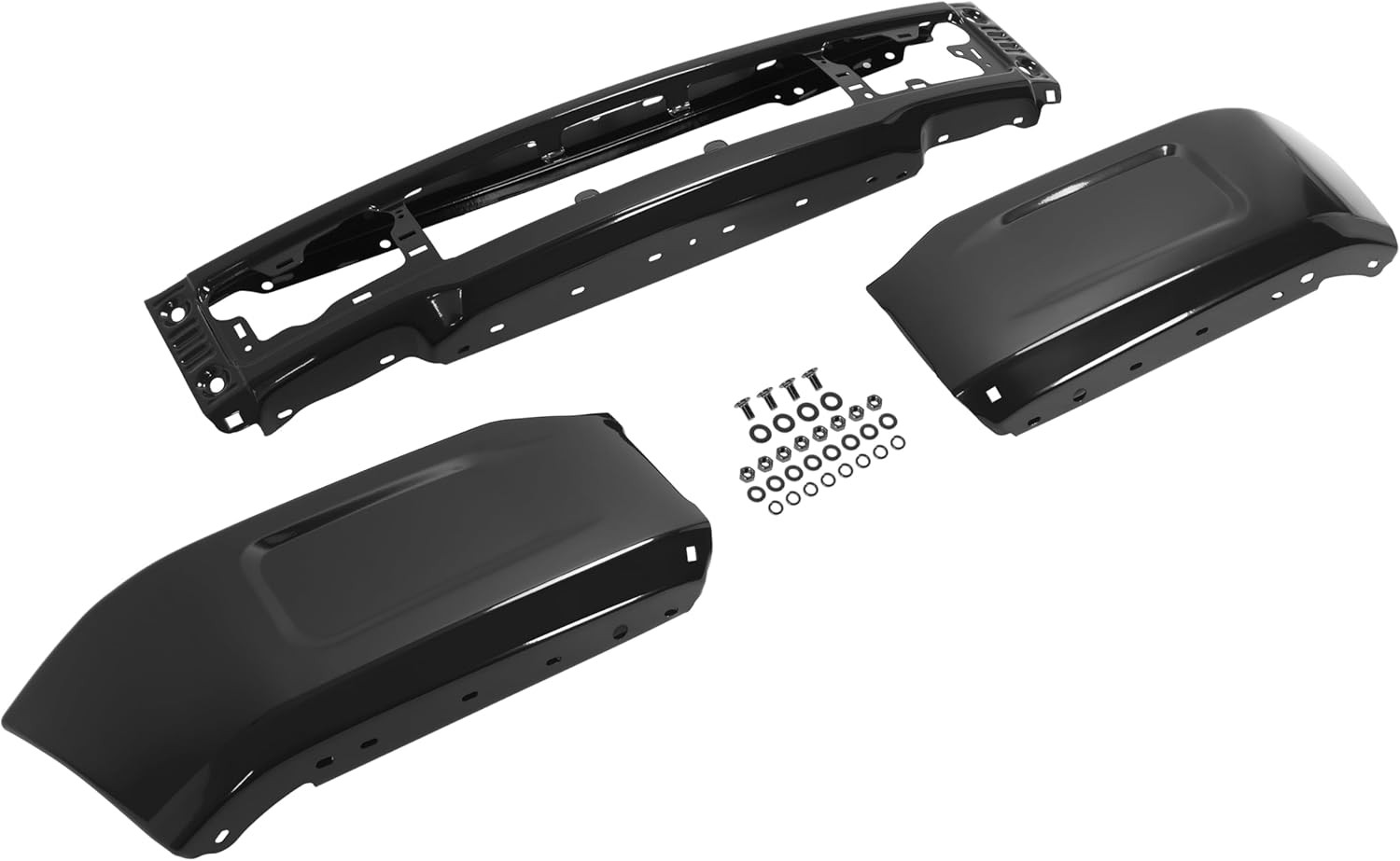 18-20 Ford F150 Front Bumper Face Bar w/ Fog Light Hole Impact Bar Black Steel
