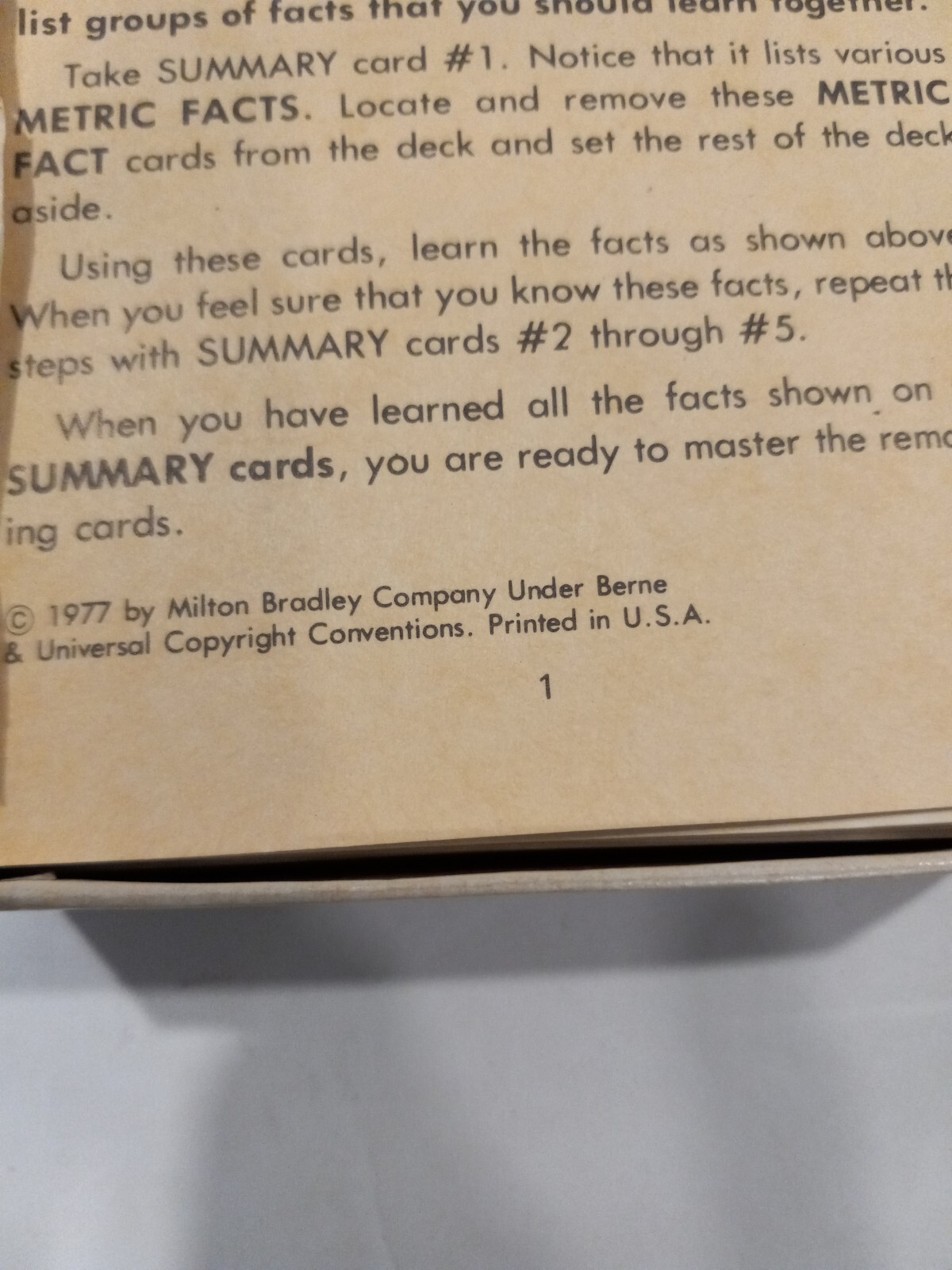 Vintage Milton Bradley Metric Flash Cards 1977