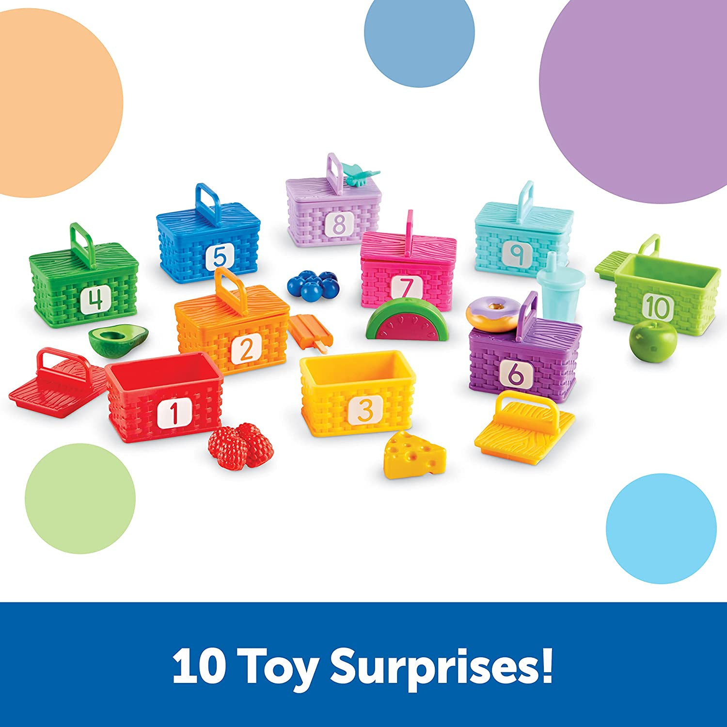 Sorting Surprise Picnic Baskets, Toddler Sorting & Matching Skills Toy, Fine Mot