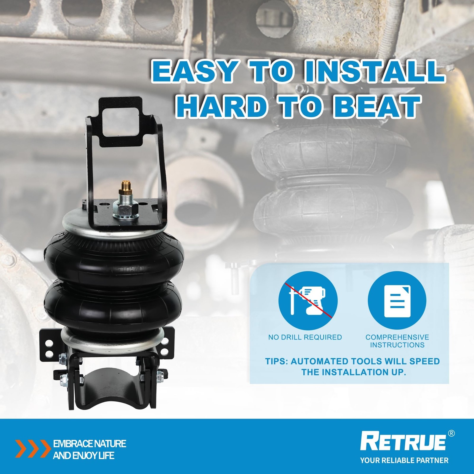 RETRUE Rear Air Bags Suspension Kit for 2011-2016 Ford F250 F350, 2011-2013 F…