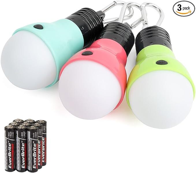 EverBrite 3-Pack Camping Lights – 3 Lighting Modes, Portable LED Bulbs Ideal for