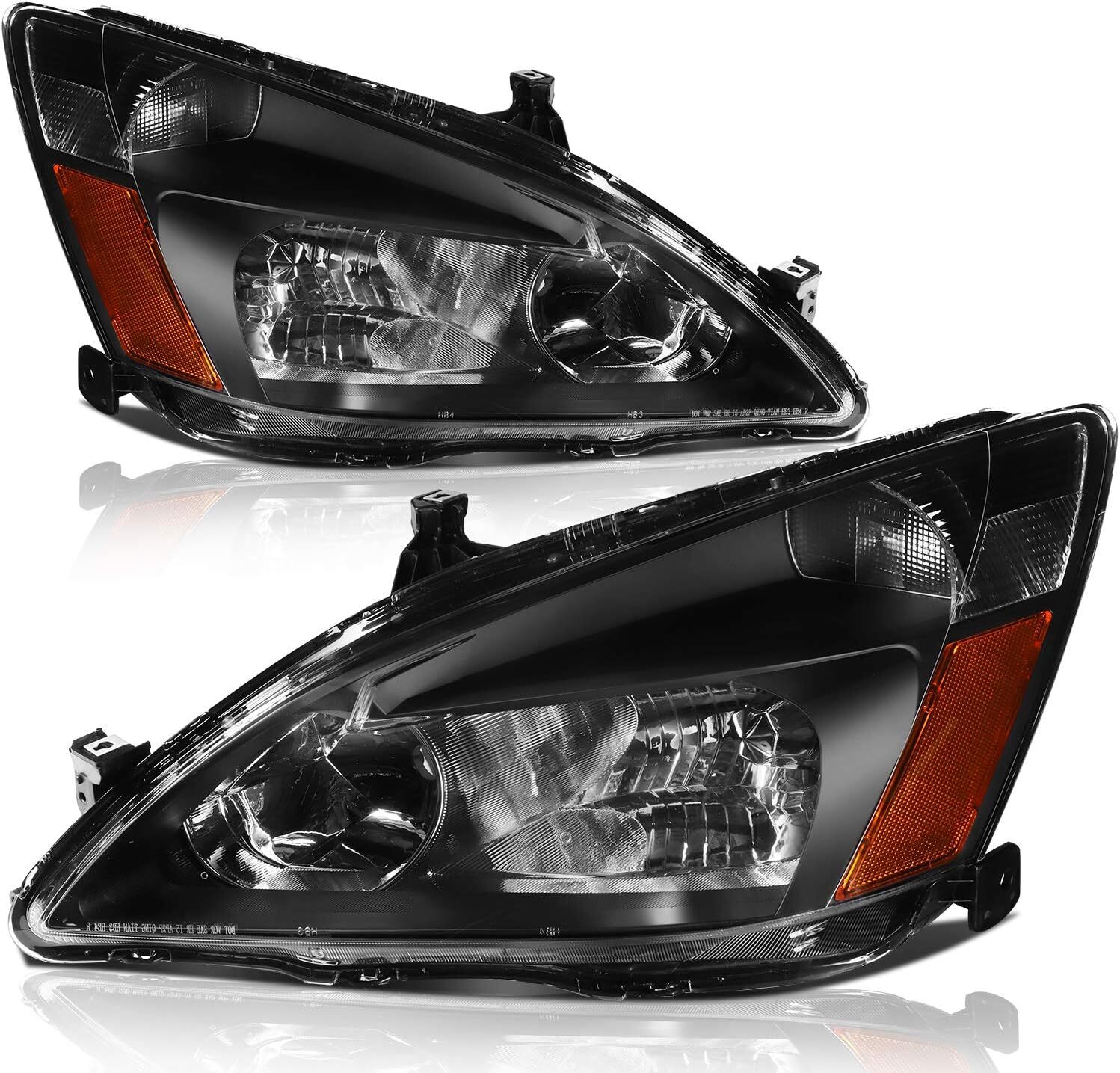LSAILON Black Housing Amber Reflector Clear LensHeadlight Assembly Replacement