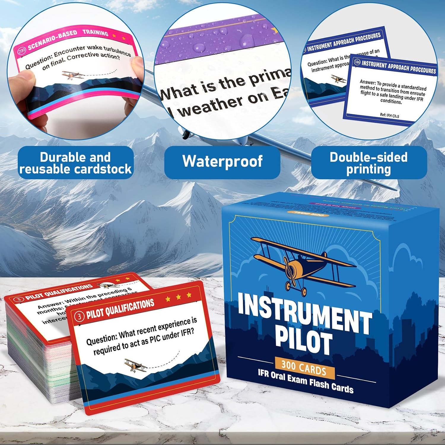 300 Pcs Instrument Pilot IFR Oral Exam Flashcards Covering All Topics Developed