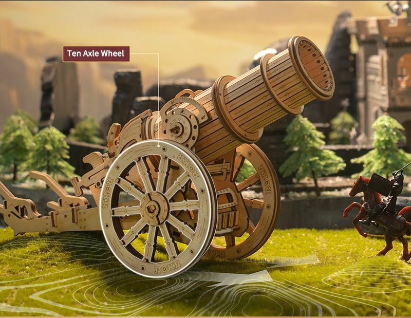 Wooden Puzzle 3D Toy Artillery Model Siege Assembly Gift DIY Game Children Xmas