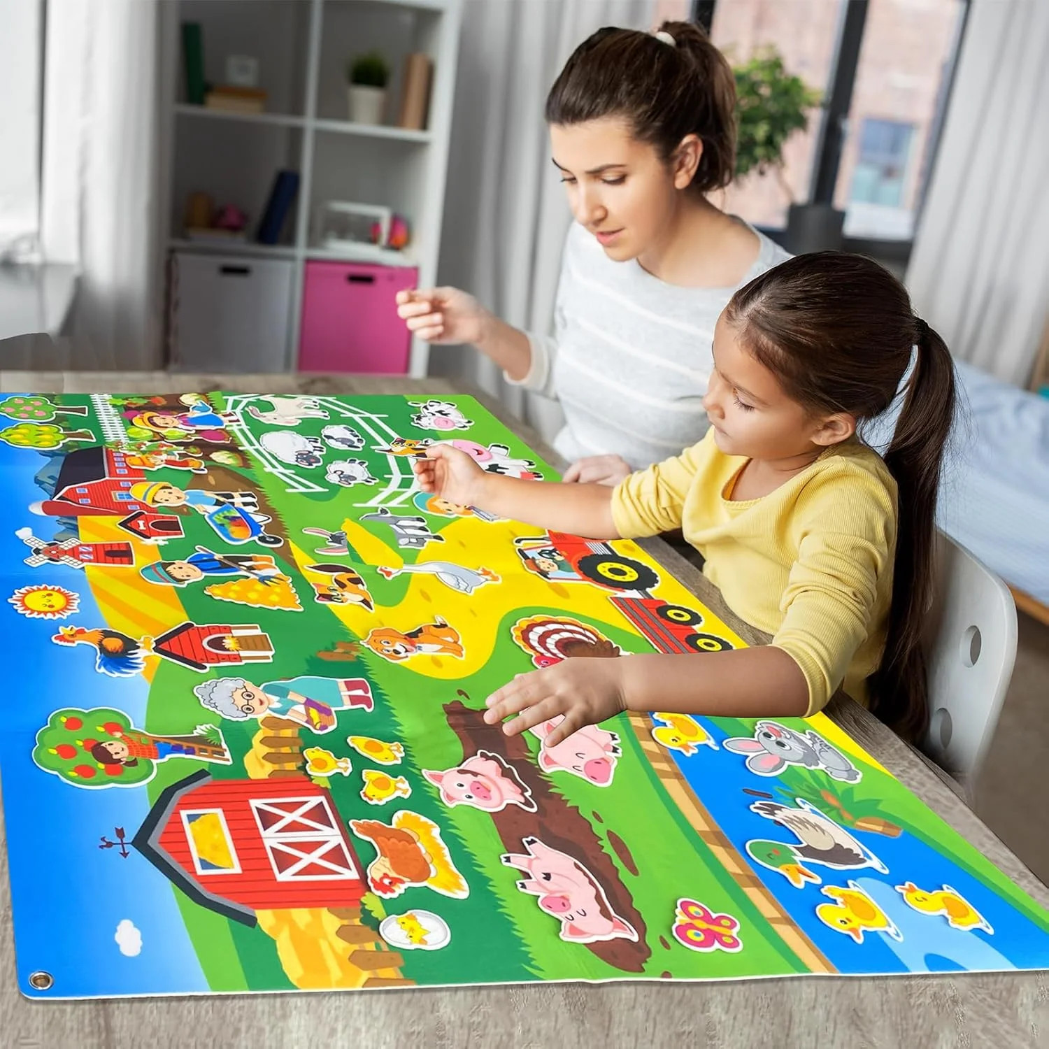 Felt Flannel Story Board Set for Toddlers,44 * 28in Flannel Board for Wall,52 Fe