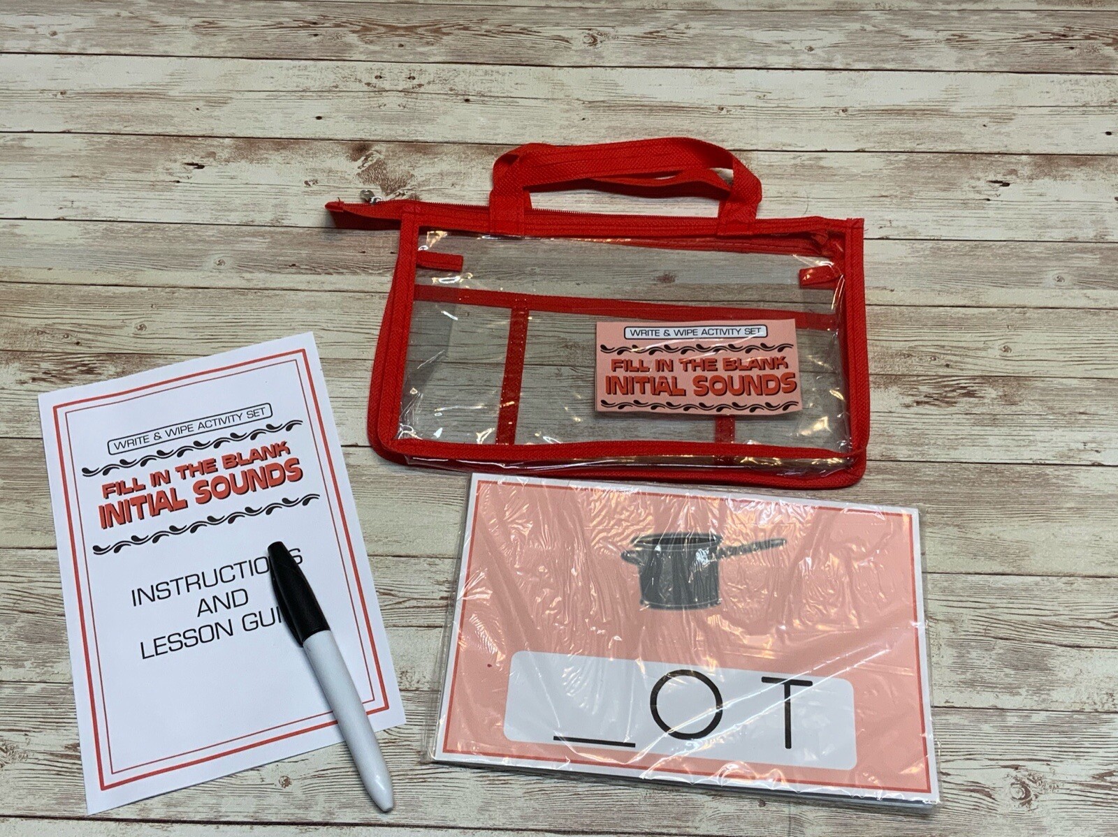 Busy bag – GIFT SET (3) Write & Wipe Activity Set – Beginning, Vowels & Ending