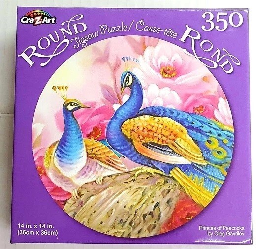 CRA-Z-ART 350pc ROUND PUZZLE JIGSAW SET PEACOCKS & KITTENS