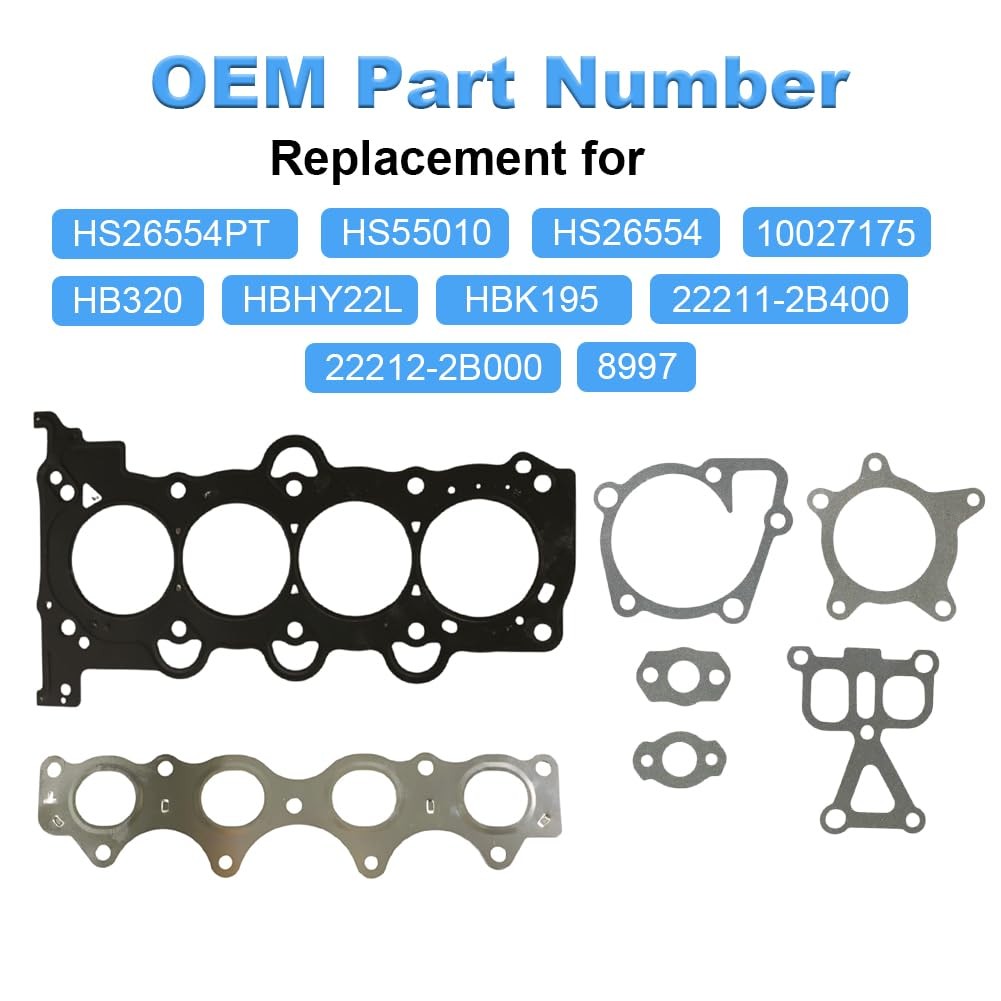 Cylinder Head Gasket Set with Bolts Compatible with Hyundai Accent Elantra