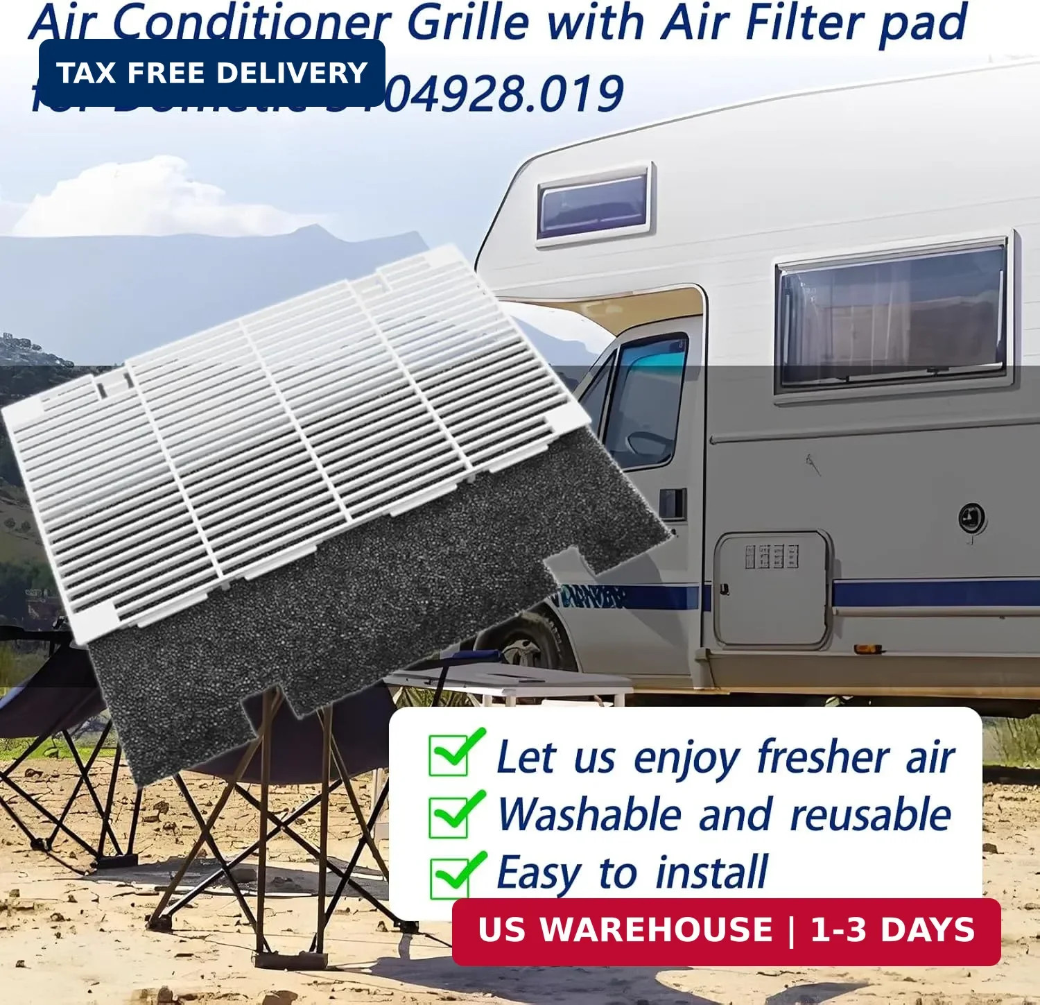 Dianrui 2 PCS RV A/C Vent Cover for Dometic AC Cover Replacement, 14.1″ x 7.7″ D