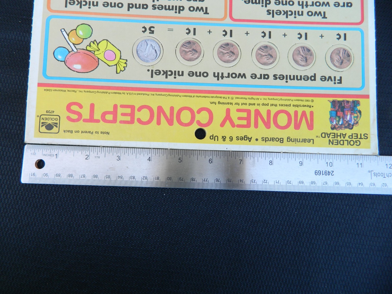 Vintage Board Puzzle Learning Money Math 1985 Preschool Golden Step Ahead