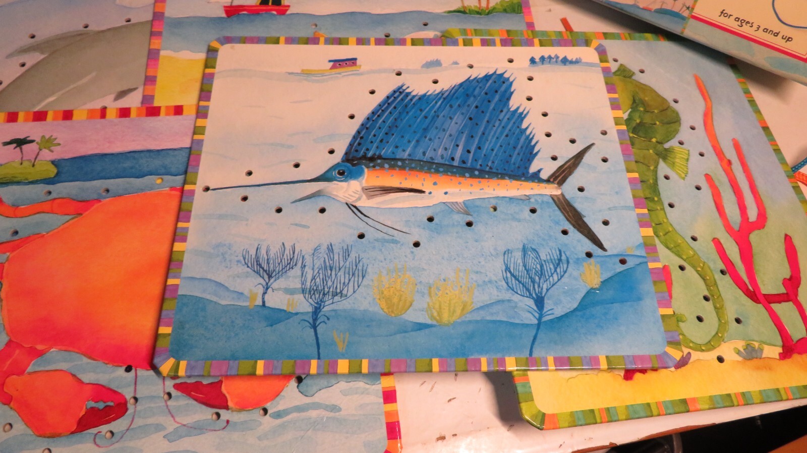 Vintage 2005 EEBOO Under The Sea Lacing Cards LEARNING TOOL EEBOO Kids Game Toy