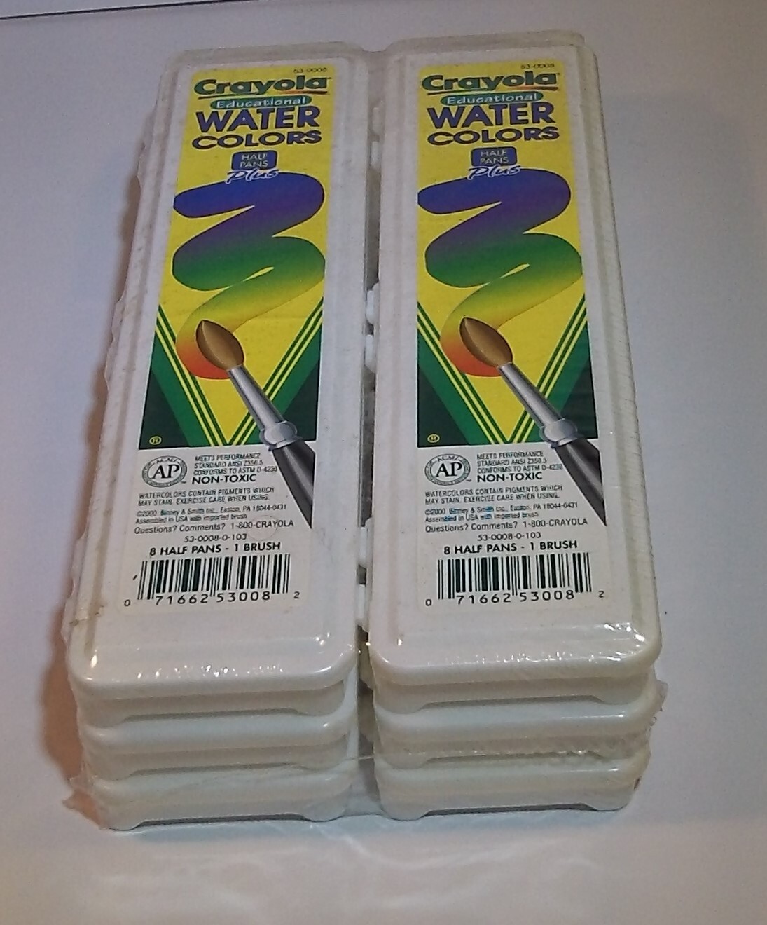 Crayola Educational Watercolors Half Pans 8 Colors & Brush 6 Packs New Sealed