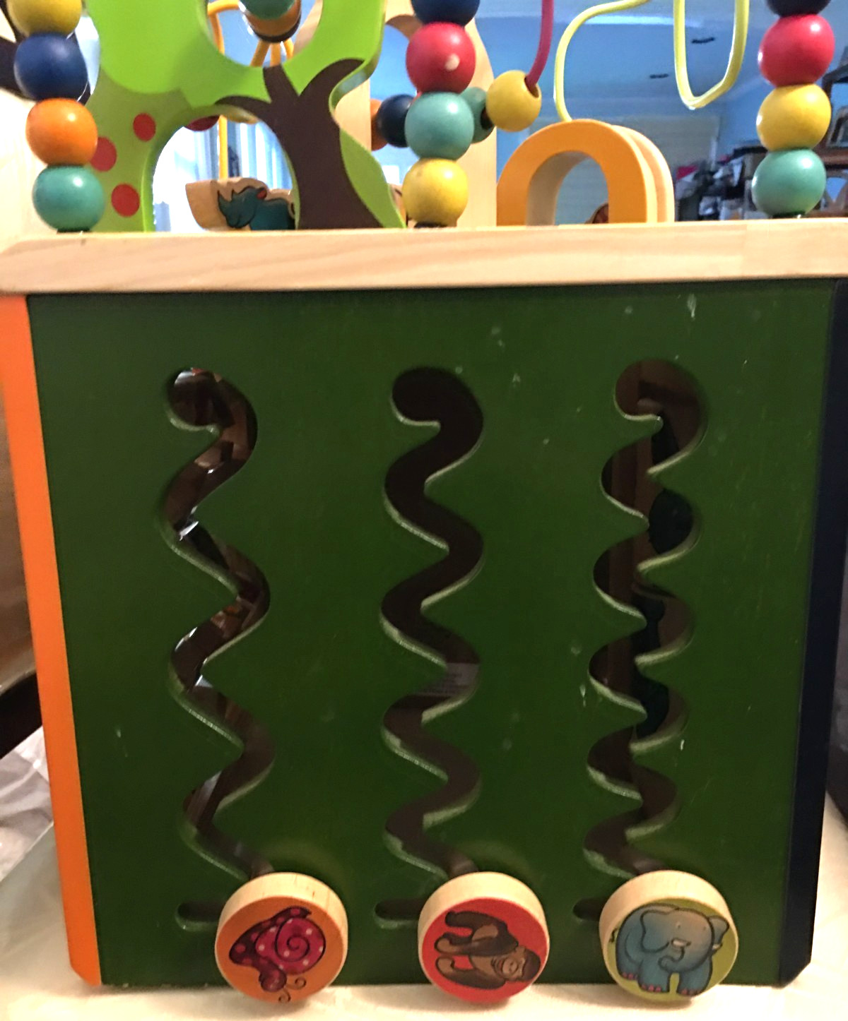 Just B B You Zany Zoo Wooden Activity Cube Child’s Learning Play Center, EUC