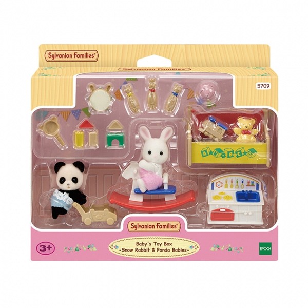 Toytron Sylvanian 5709-Snowflake Rabbit and Panda Baby Playroom Set