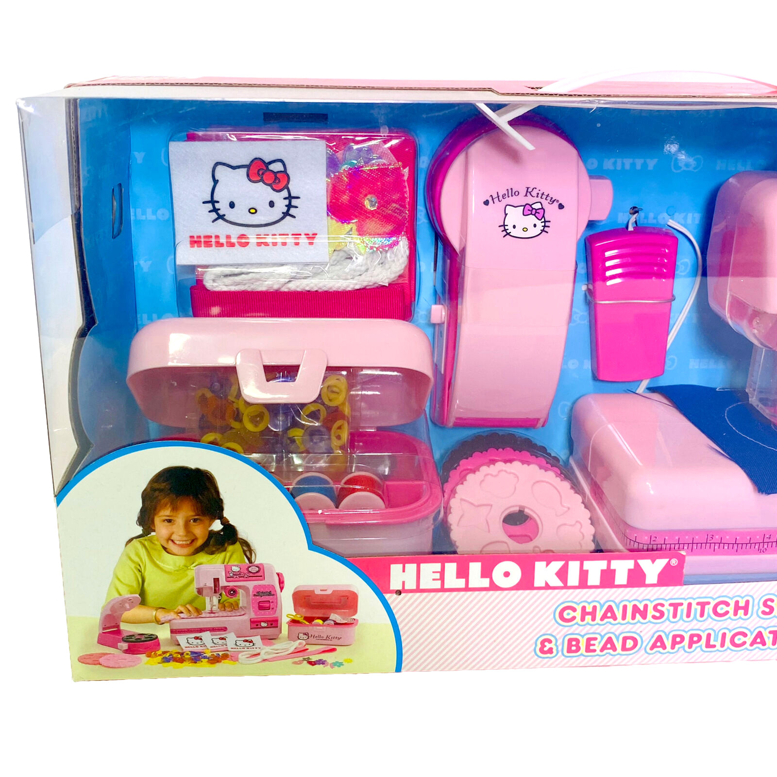 Hello Kitty Chainstitch Sewing Machine & Bead Applicator Activity Set Sanrio NOS
