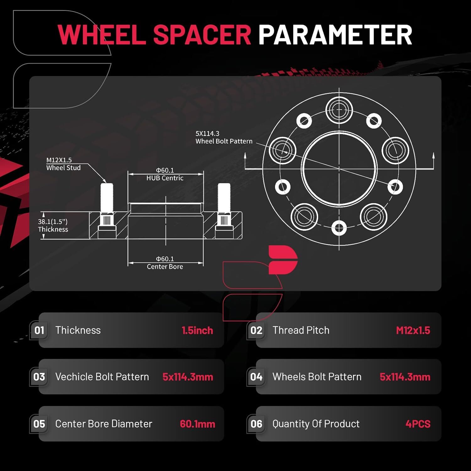 BDFHYK 5×114.3mm Wheel Spacers 1.5 inch 5×4.5 Hubcentric Wheel Spacer Compatible