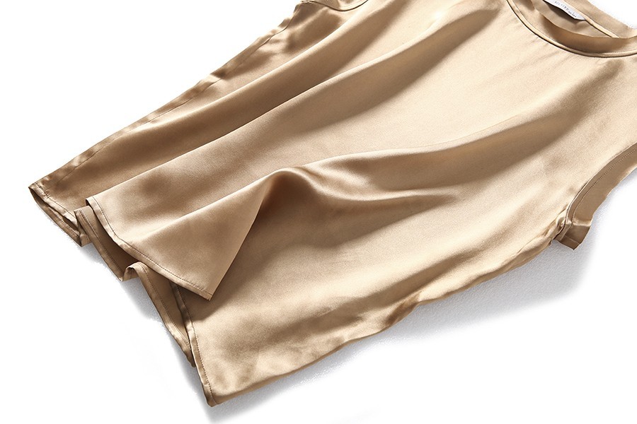 Silk satin camisole vest, women’s mulberry silk outerwear, solid color base