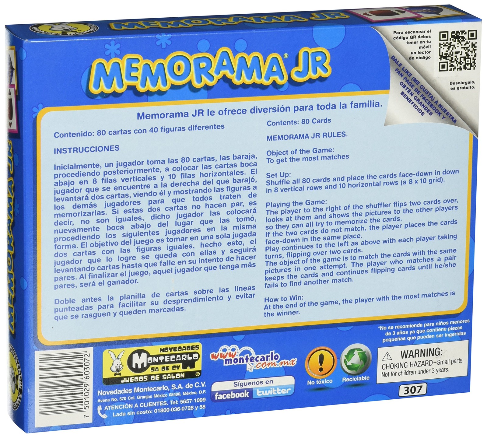 Memorama Junior Matching Game Spanish English Preschool Fun Cards 40 Pieces