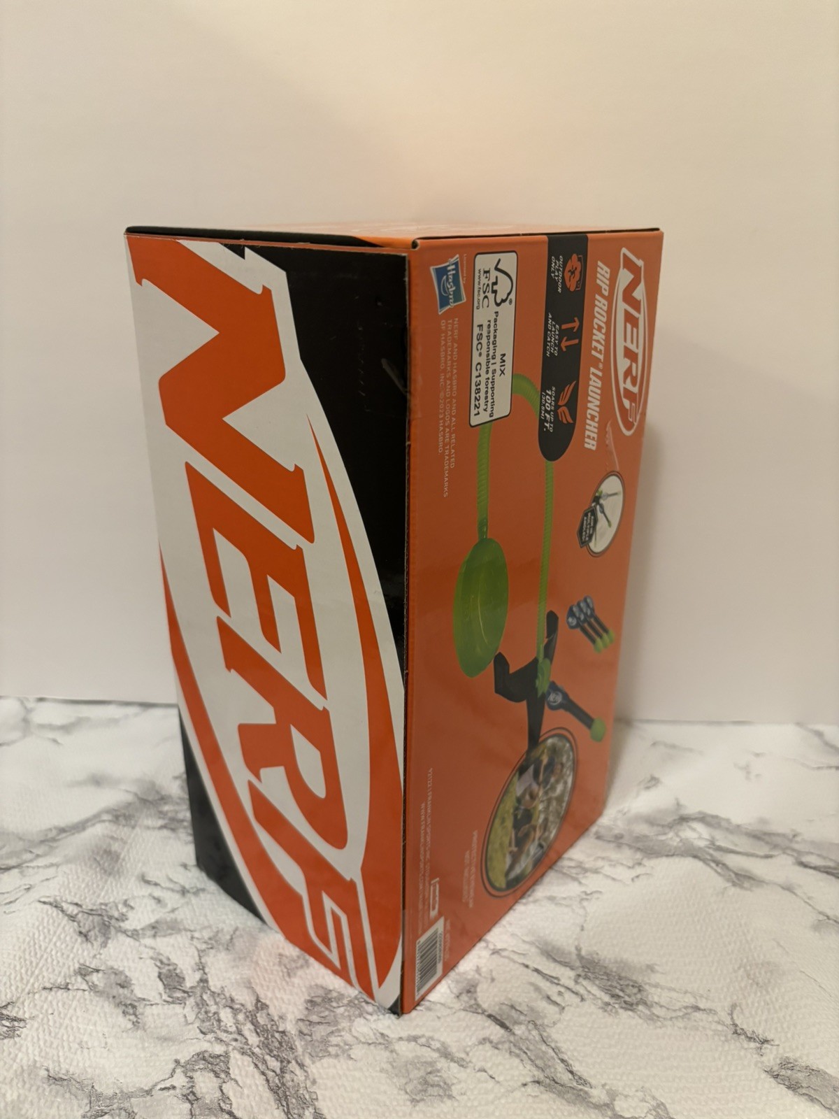 NERF Rip Rocket Launcher Hasbro Franklin Toy Sports 3 Rockets And Launch Pad NIB